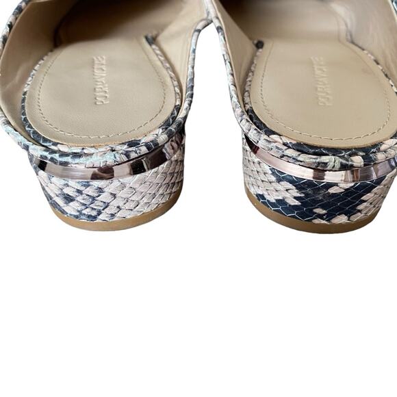 Pour La Victoire Sebina Snakeskin Print Leather Mules Tan Black size 9.5 - Picture 3 of 9